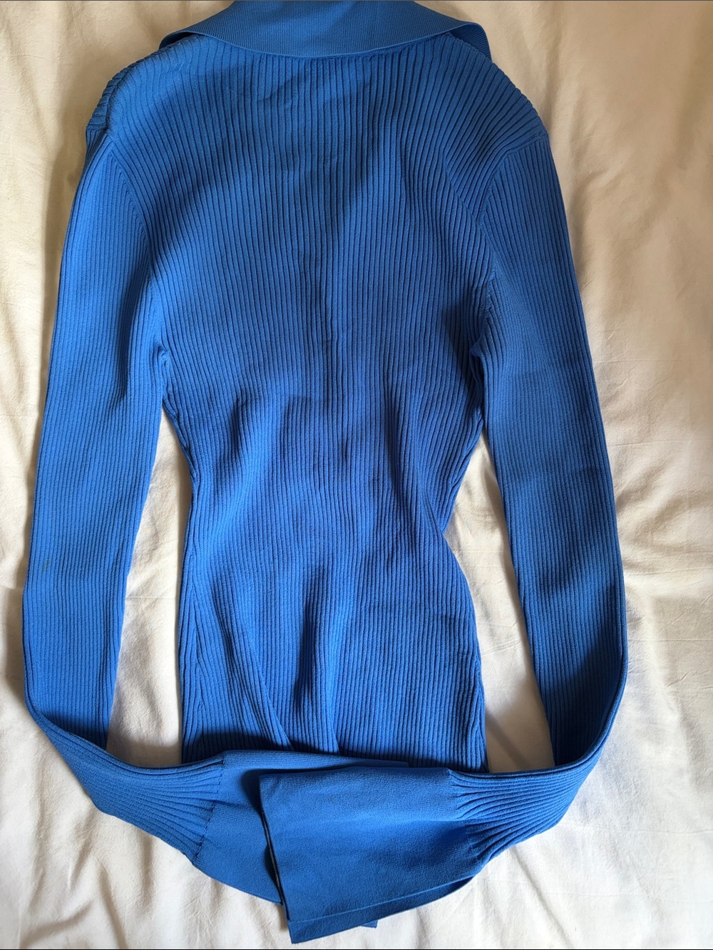 A.L.C. Ribbed Polo Knit Top in Bright Blue - Picture 6 of 8